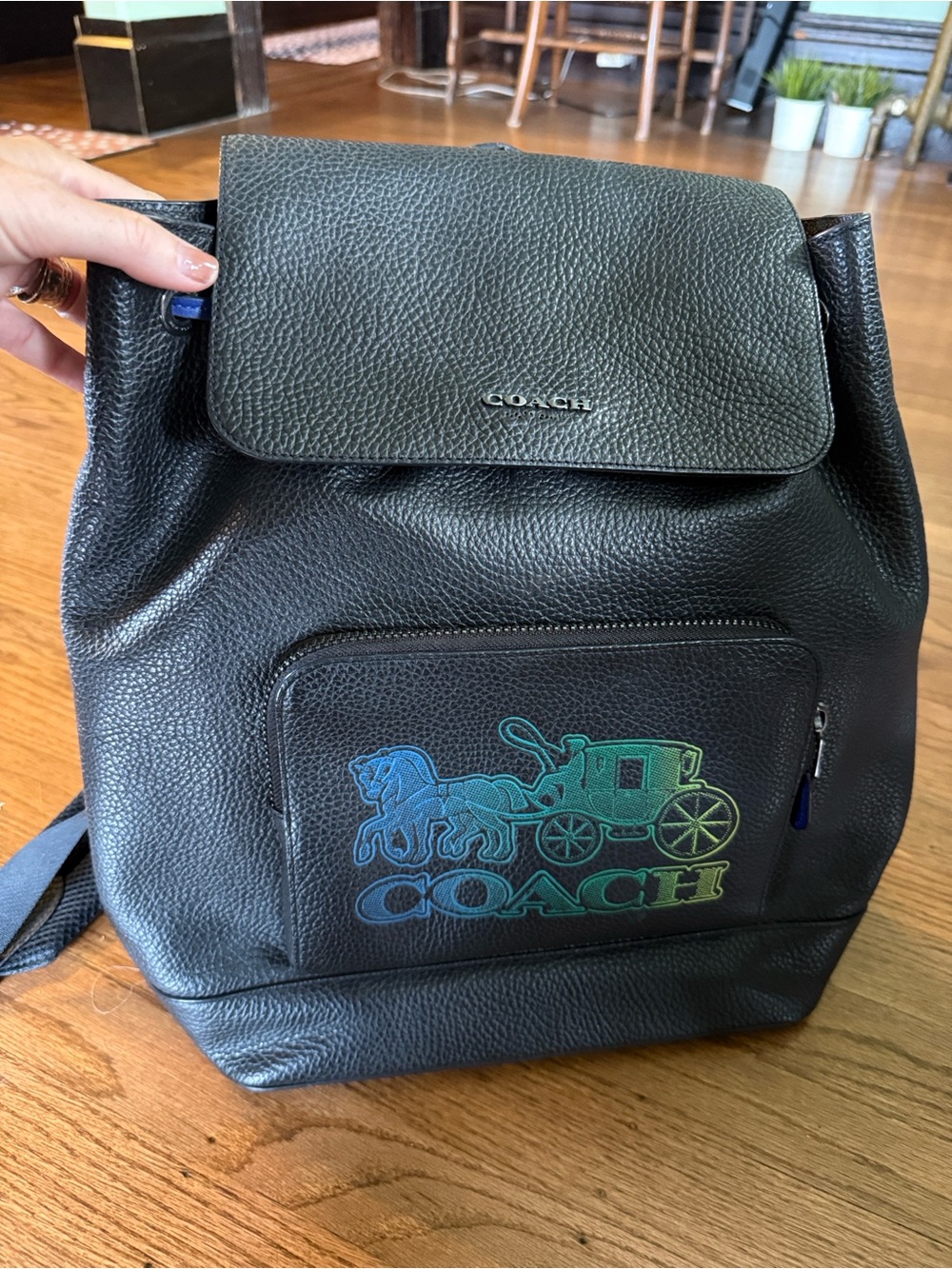 Coach Turner Peddled Leather Backpack with Ombre Logo